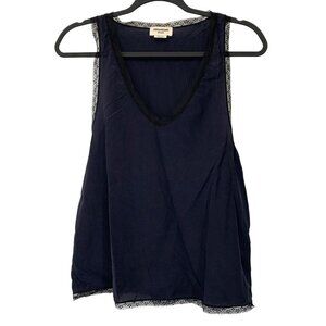 Zadig and Voltaire Camisole Top Womens XS Navy Blue Lace Silk